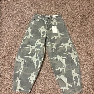KanCan Green Camo High Rise barrel Jeans